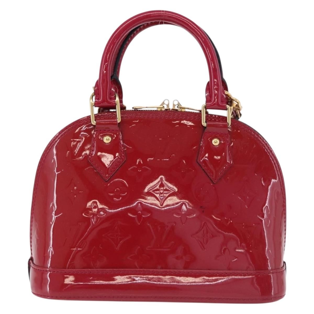LOUIS VUITTON Monogram Vernis Alma BB Red Rose Andian M91771 LV Auth 194191