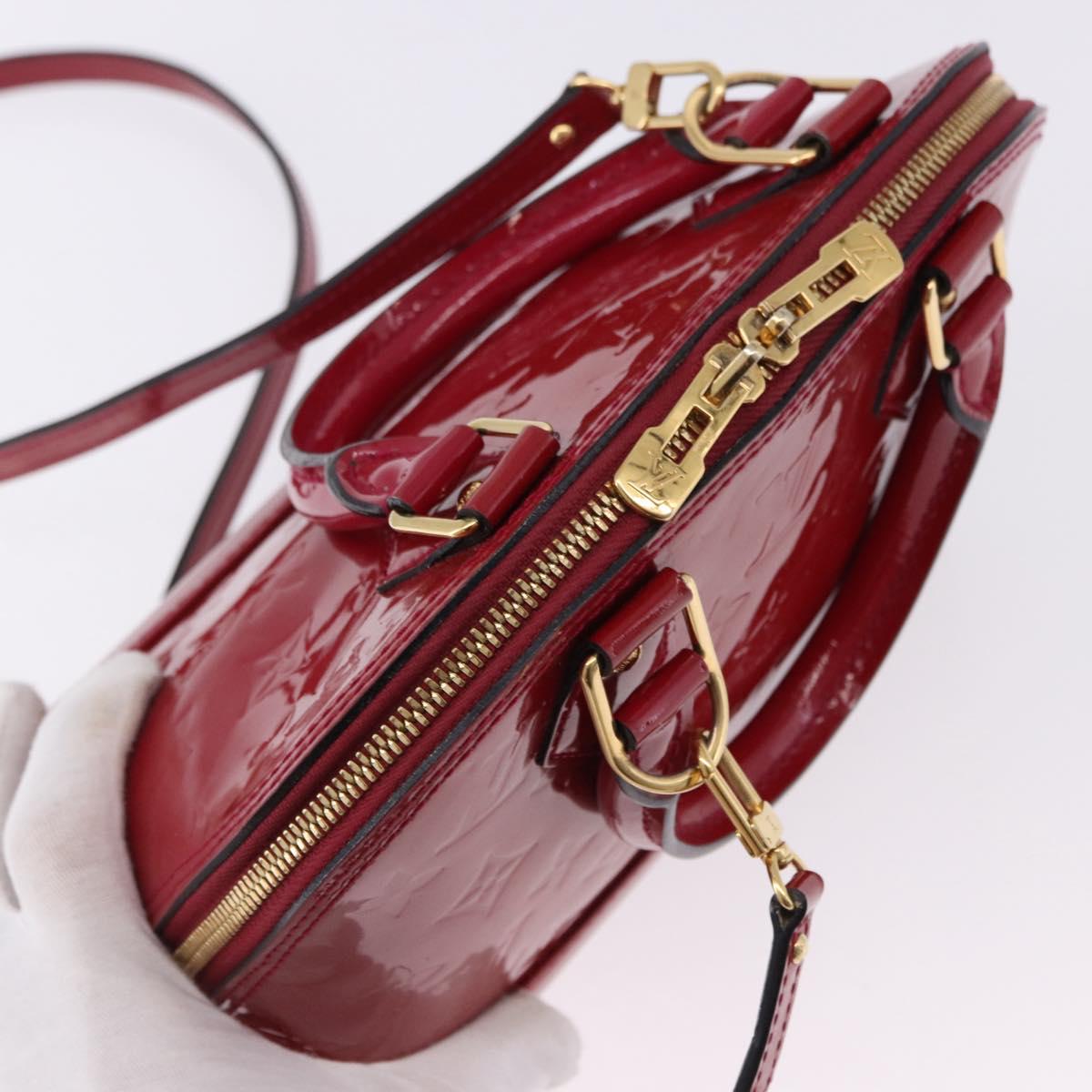 LOUIS VUITTON Monogram Vernis Alma BB Red Rose Andian M91771 LV Auth 194191