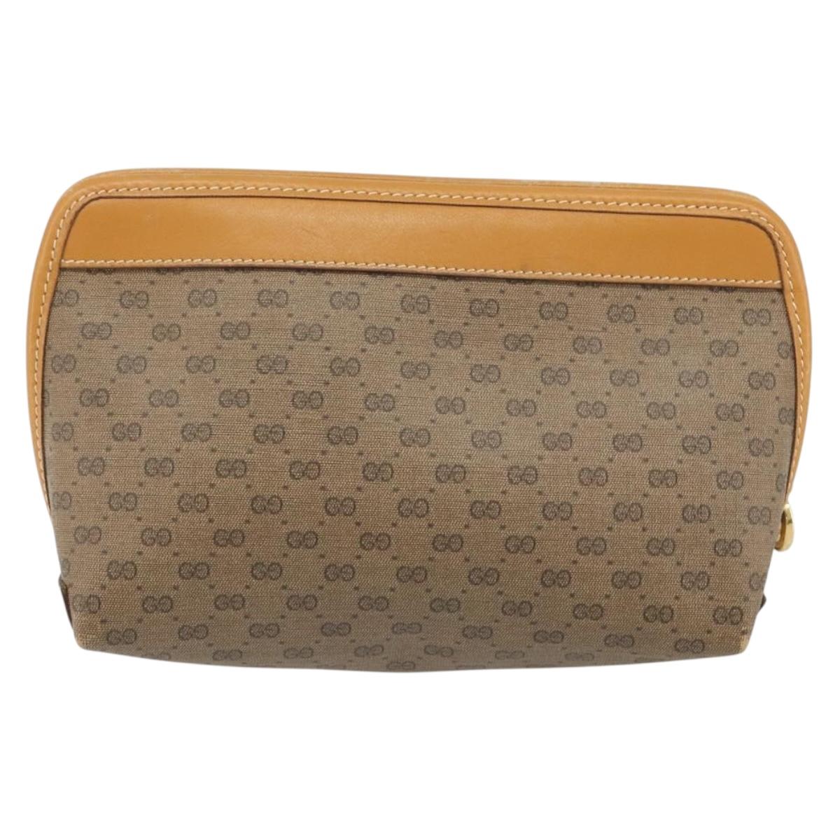 GUCCI Micro GG Pouch PVC Leather Beige Gold Tone 039 89 0902 Auth 194192