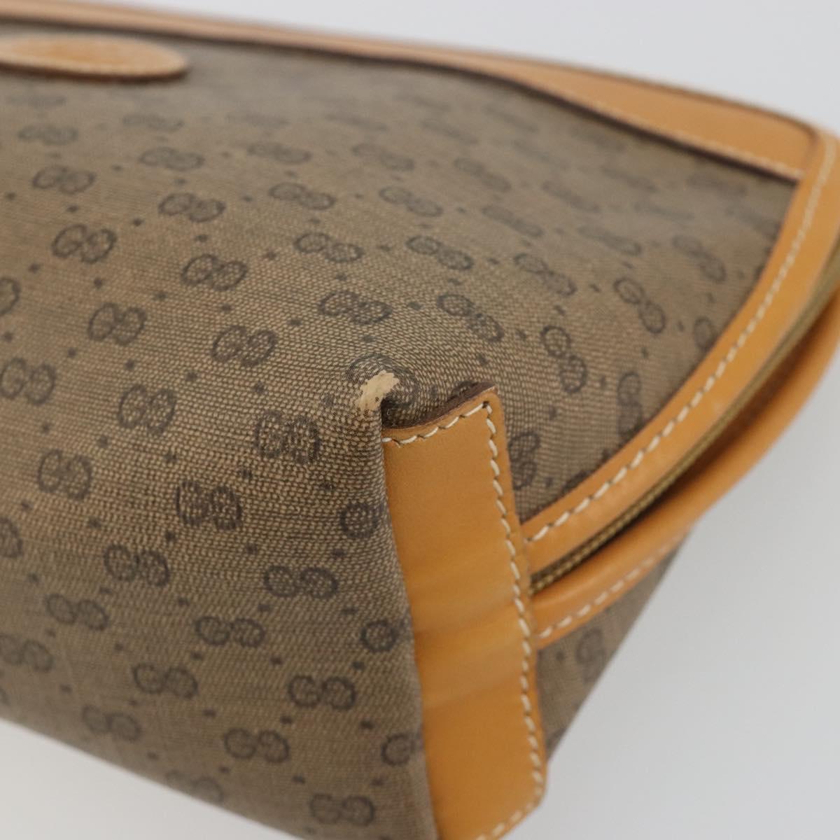 GUCCI Micro GG Pouch PVC Leather Beige Gold Tone 039 89 0902 Auth 194192