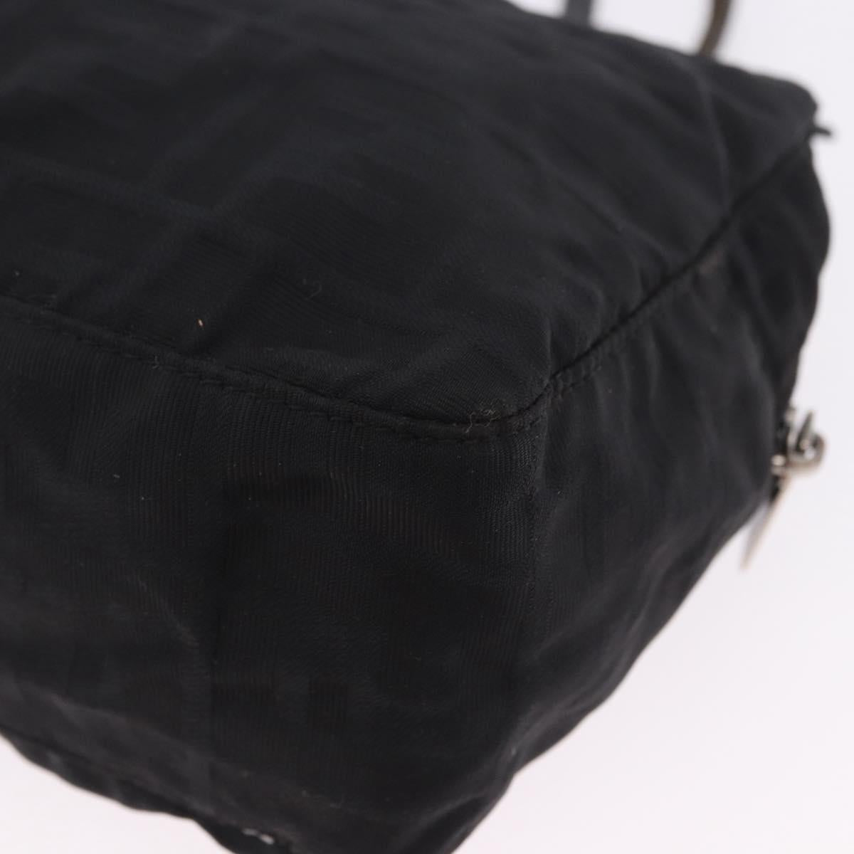FENDI Zucca Canvas Tote Bag Black Silver Auth 194195
