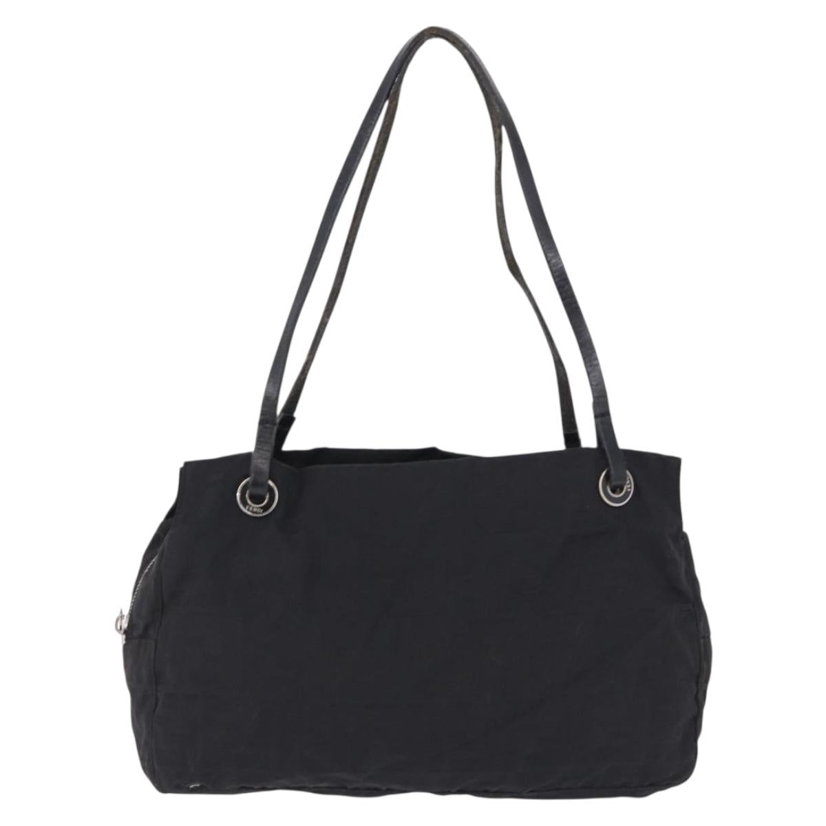 FENDI Zucca Canvas Tote Bag Black Silver Auth 194195