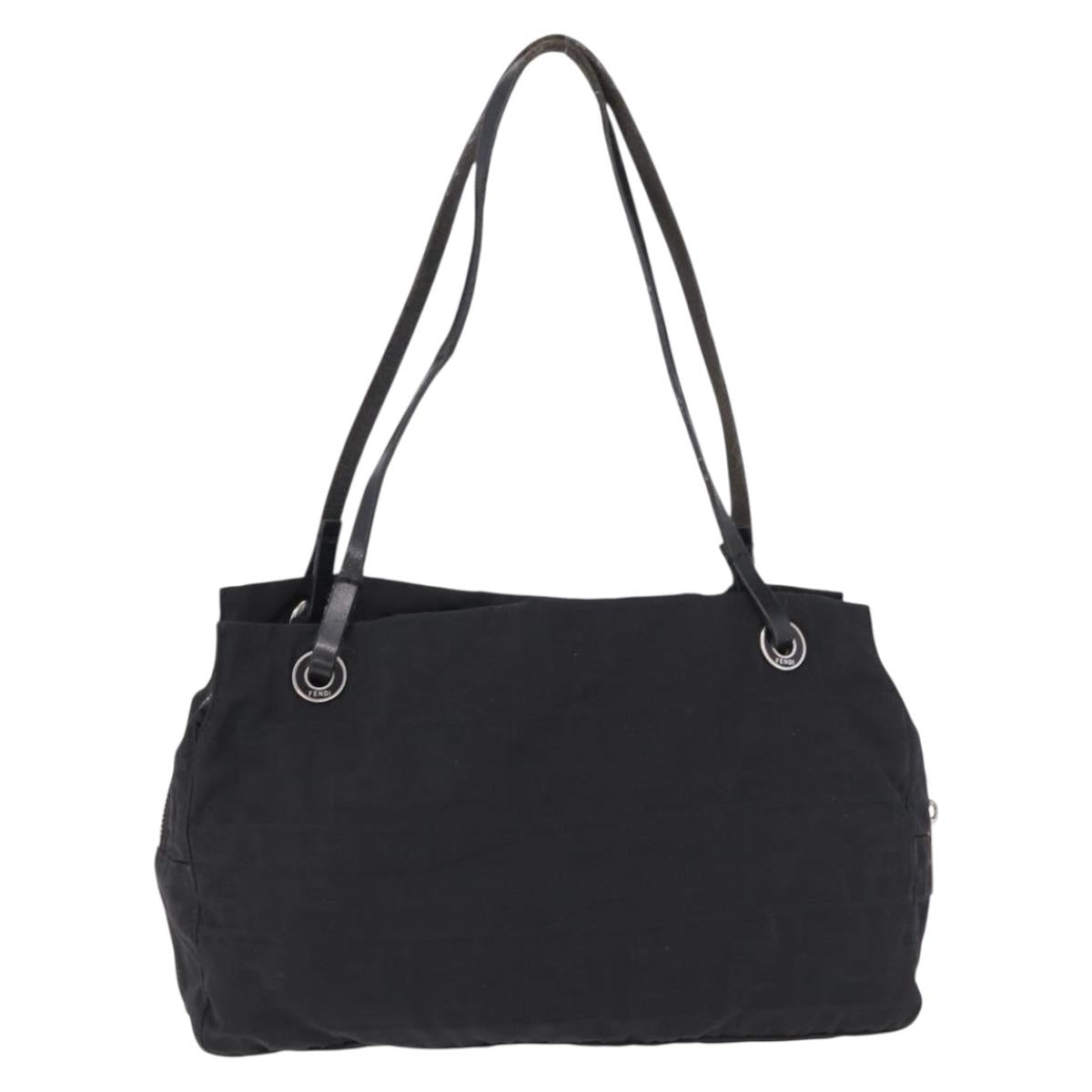 FENDI Zucca Canvas Tote Bag Black Silver Auth 194195
