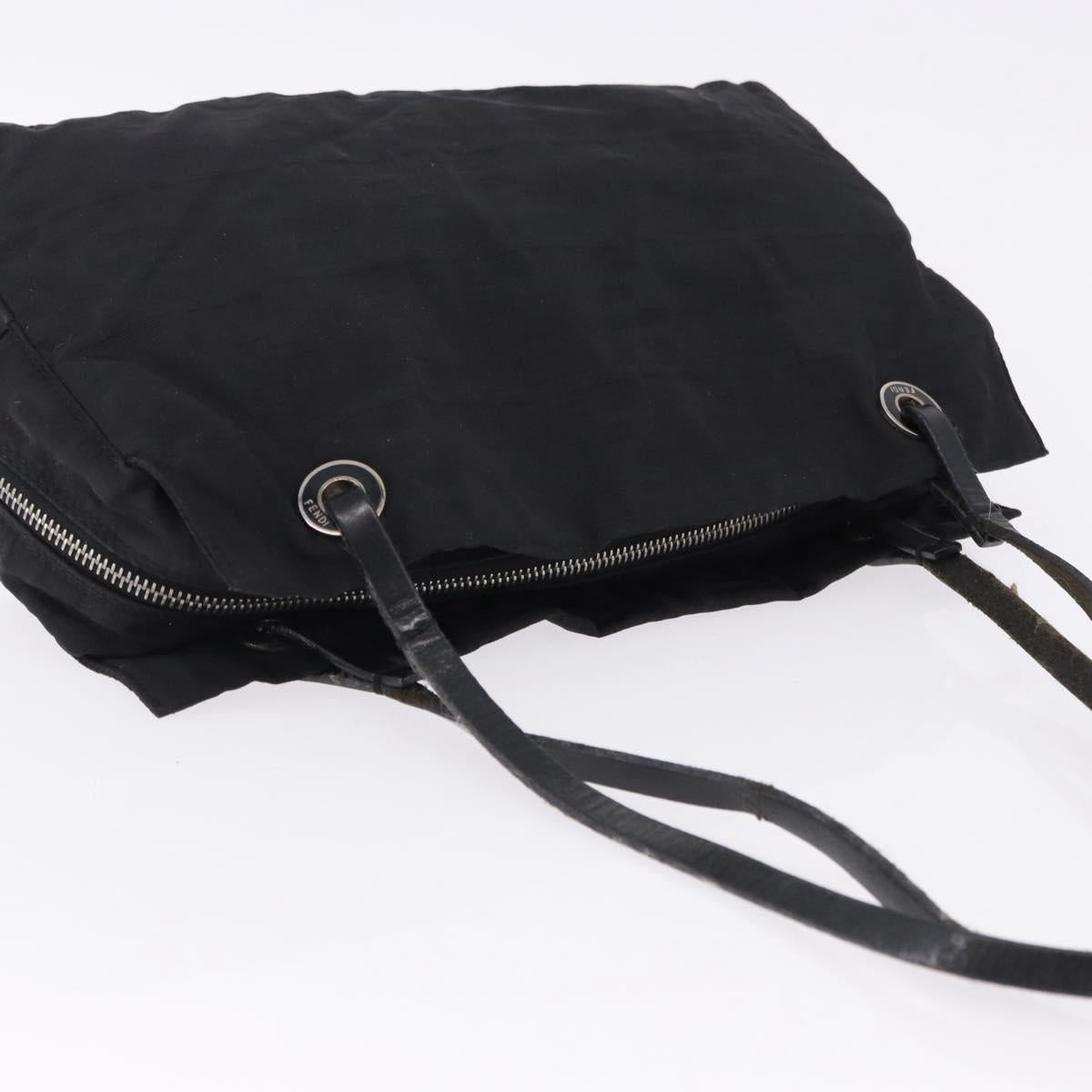 FENDI Zucca Canvas Tote Bag Black Silver Auth 194195