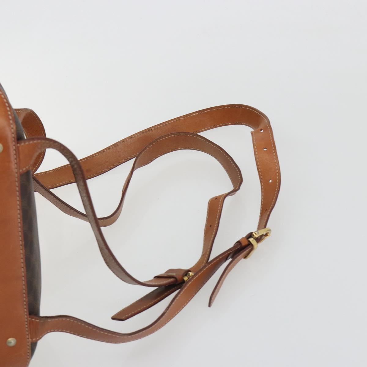 CELINE Macadam Backpack PVC Leather Brown Gold Tone Auth 194199