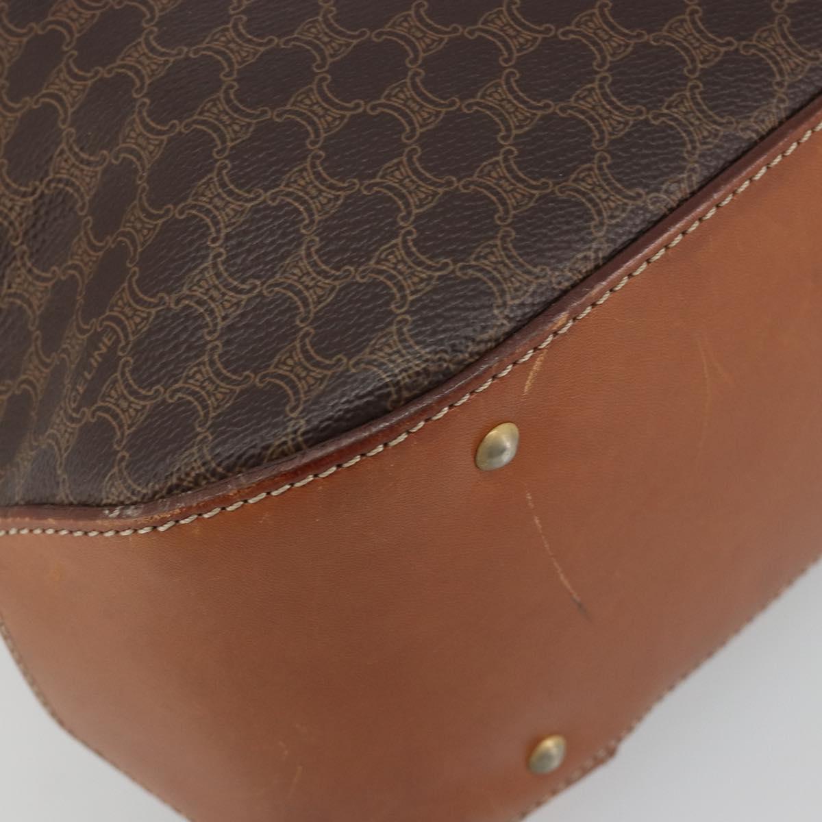 CELINE Macadam Backpack PVC Leather Brown Gold Tone Auth 194199