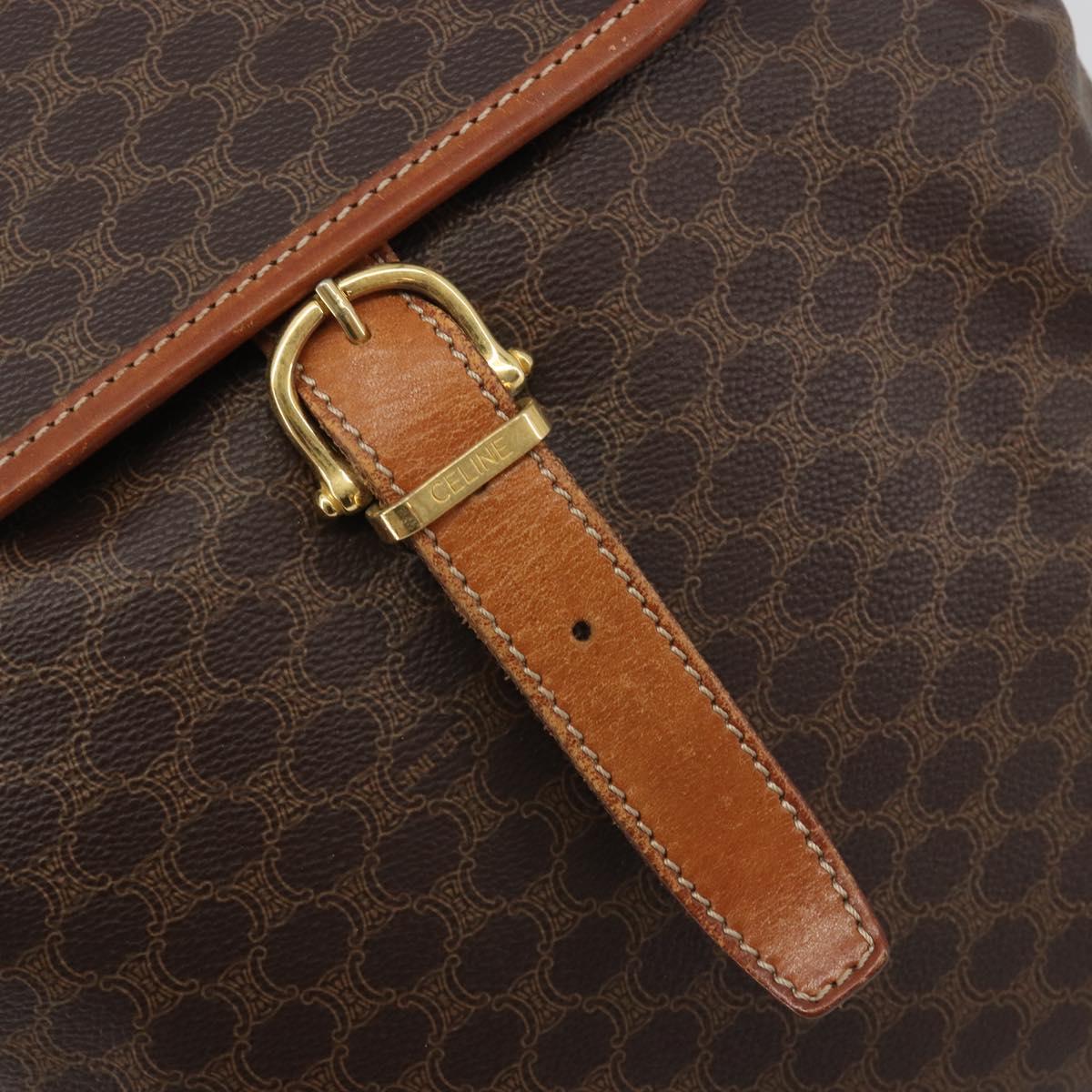 CELINE Macadam Backpack PVC Leather Brown Gold Tone Auth 194199