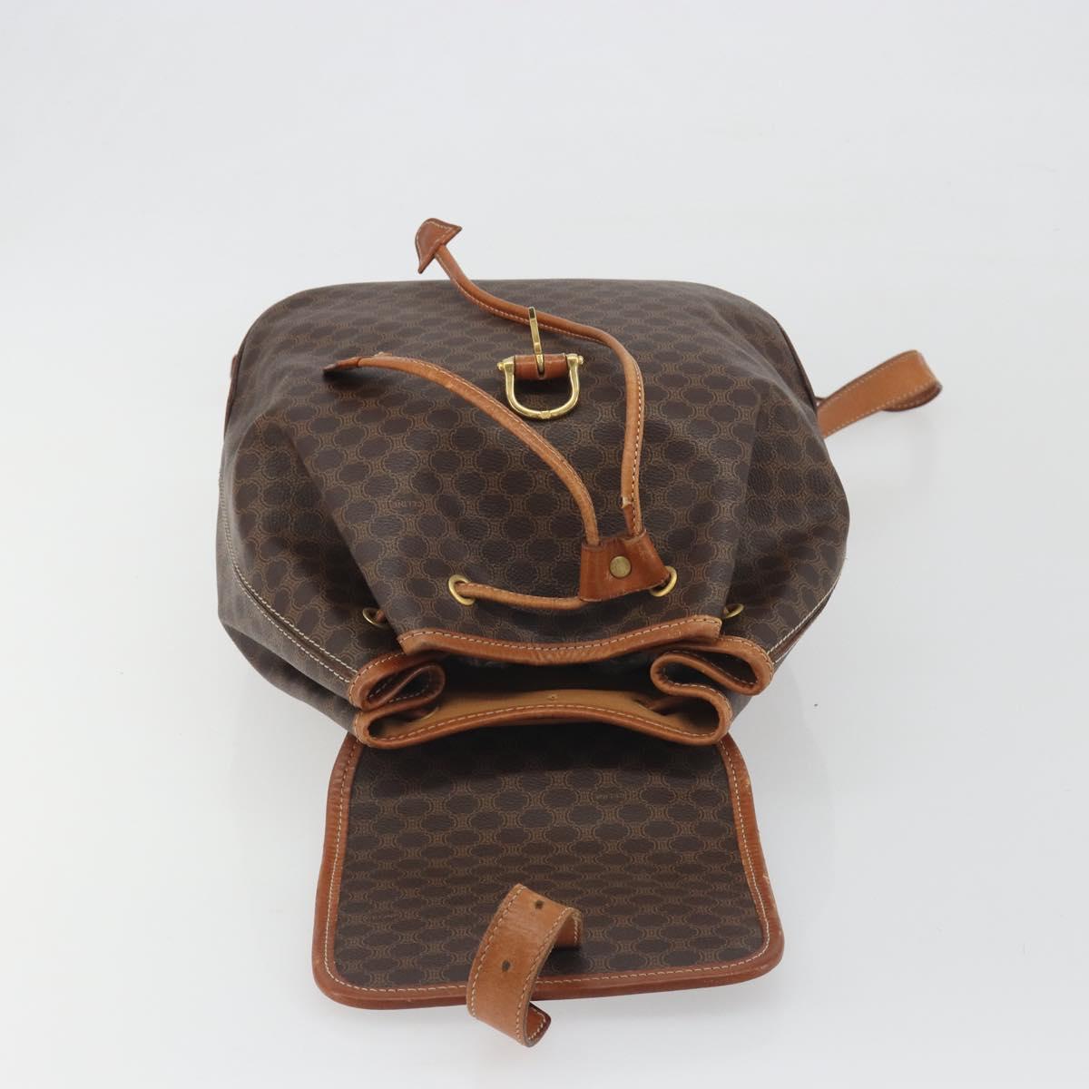 CELINE Macadam Backpack PVC Leather Brown Gold Tone Auth 194199