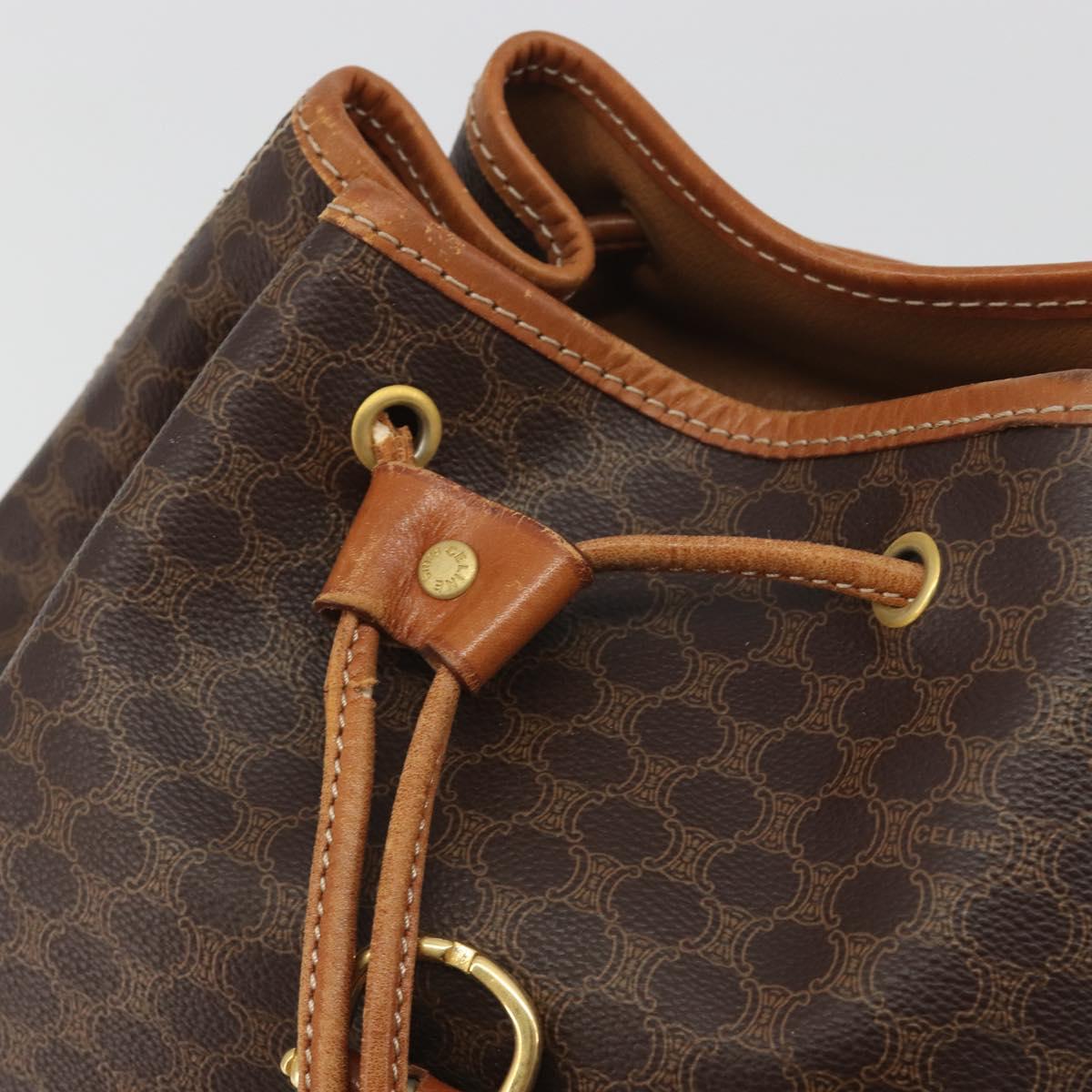 CELINE Macadam Backpack PVC Leather Brown Gold Tone Auth 194199
