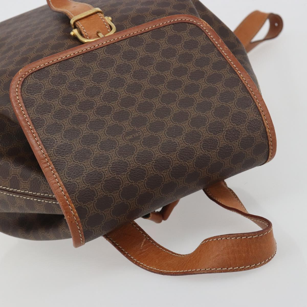 CELINE Macadam Backpack PVC Leather Brown Gold Tone Auth 194199