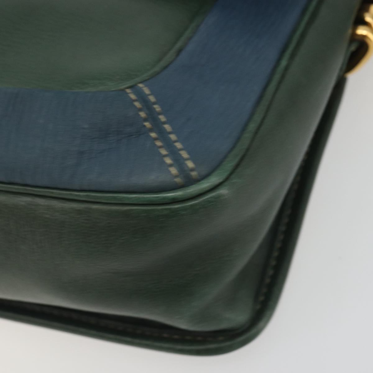 LOEWE Velazquez Shoulder Bag Leather Blue Gold Tone Auth 194205