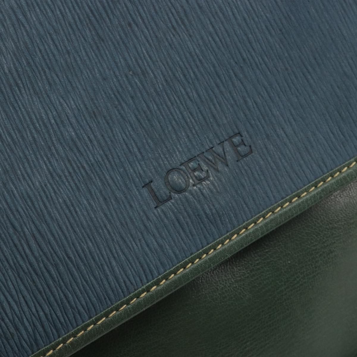 LOEWE Velazquez Shoulder Bag Leather Blue Gold Tone Auth 194205