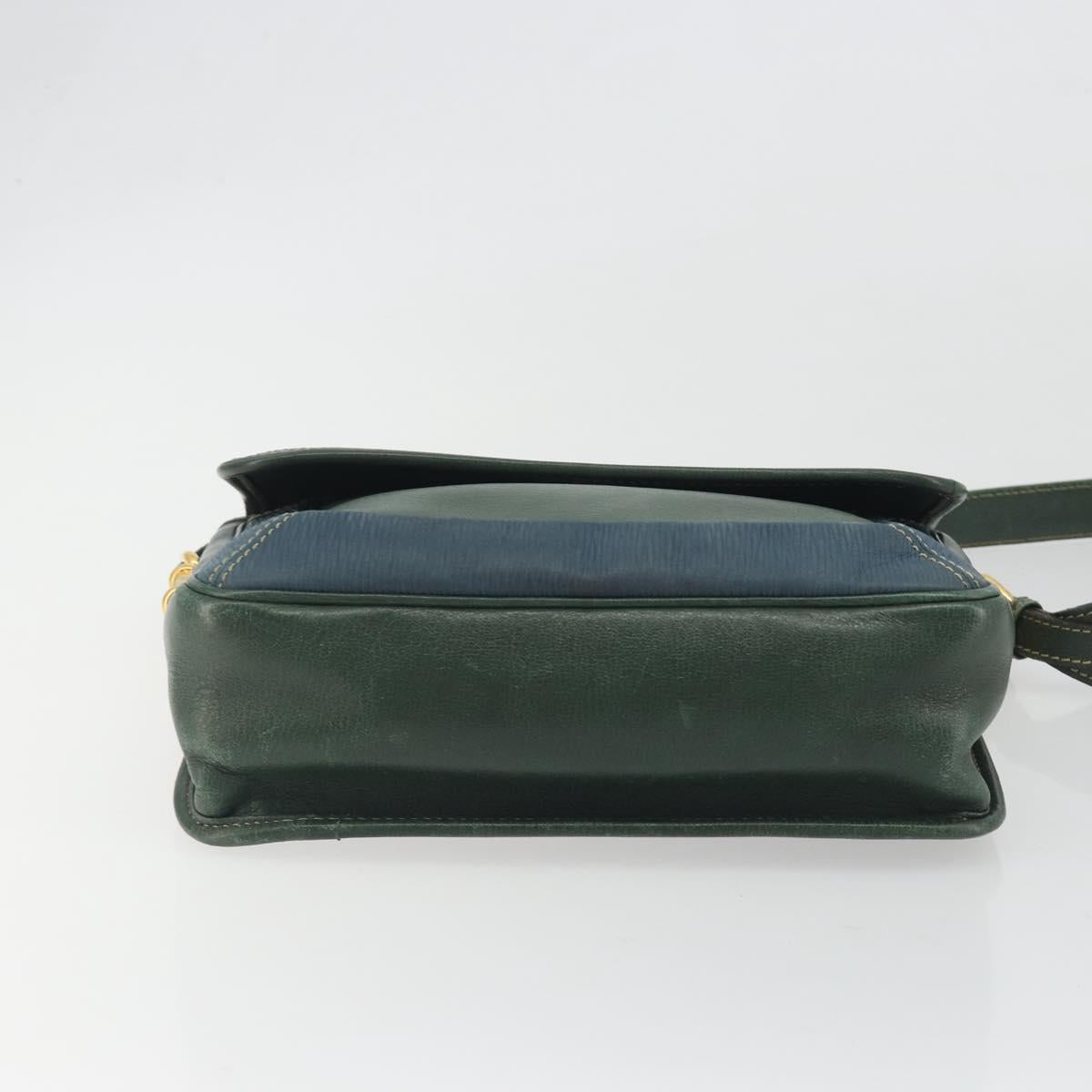LOEWE Velazquez Shoulder Bag Leather Blue Gold Tone Auth 194205