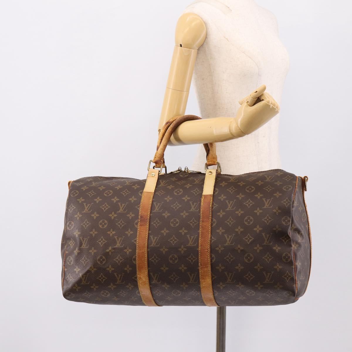 LOUIS VUITTON Monogram Keepall Bandouliere 50 Boston Bag M41416 LV Auth 194207