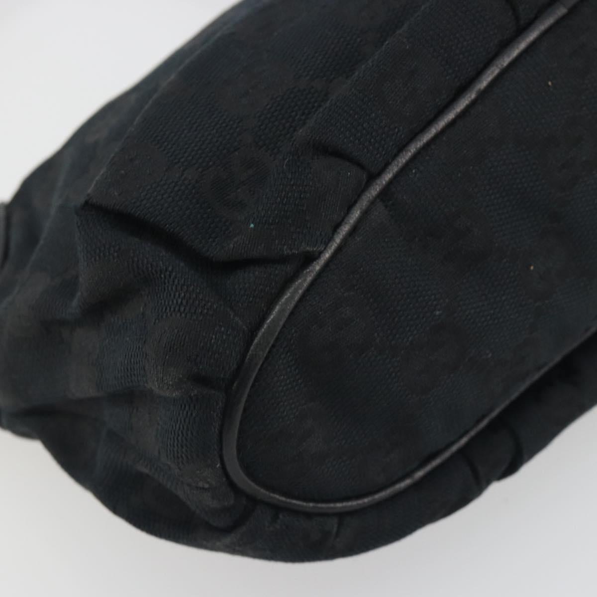 GUCCI GG Canvas Hand Pouch Black Gold Tone 224098 Auth 194213A