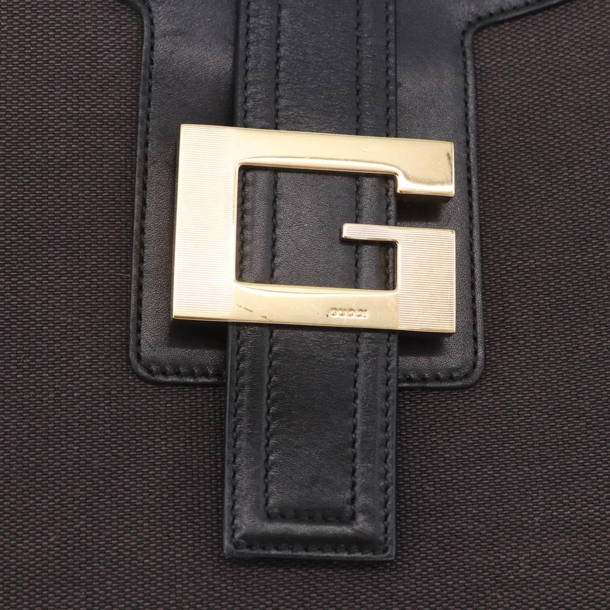GUCCI Shoulder Bag Canvas Black Gold Tone 001 4142 Auth 194219