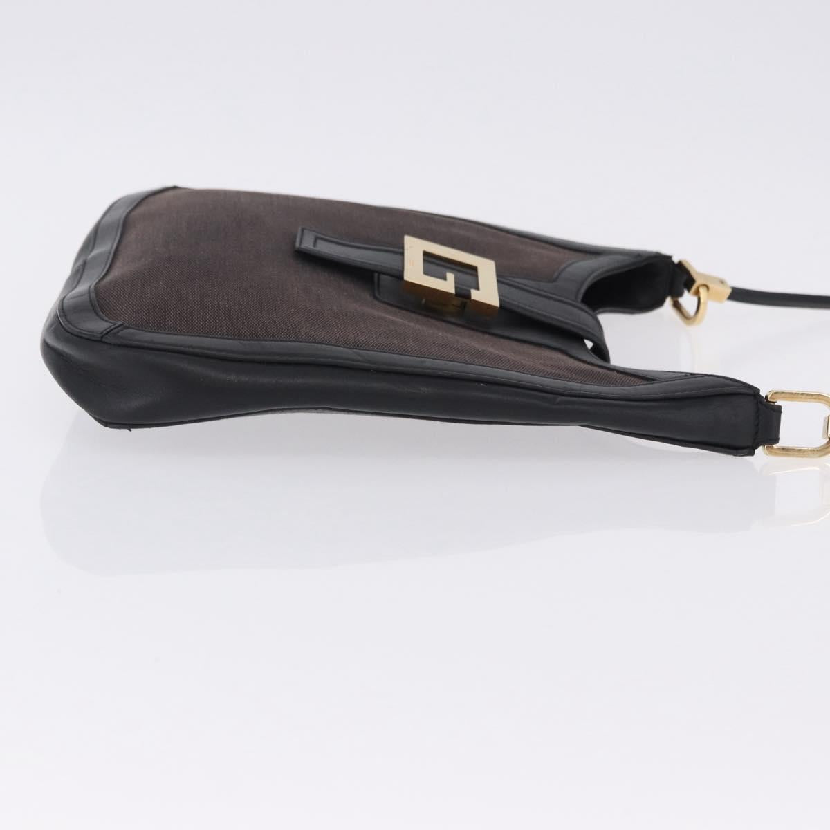 GUCCI Shoulder Bag Canvas Black Gold Tone 001 4142 Auth 194219