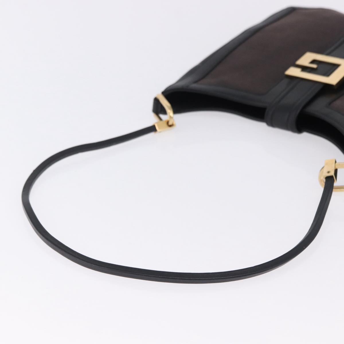 GUCCI Shoulder Bag Canvas Black Gold Tone 001 4142 Auth 194219