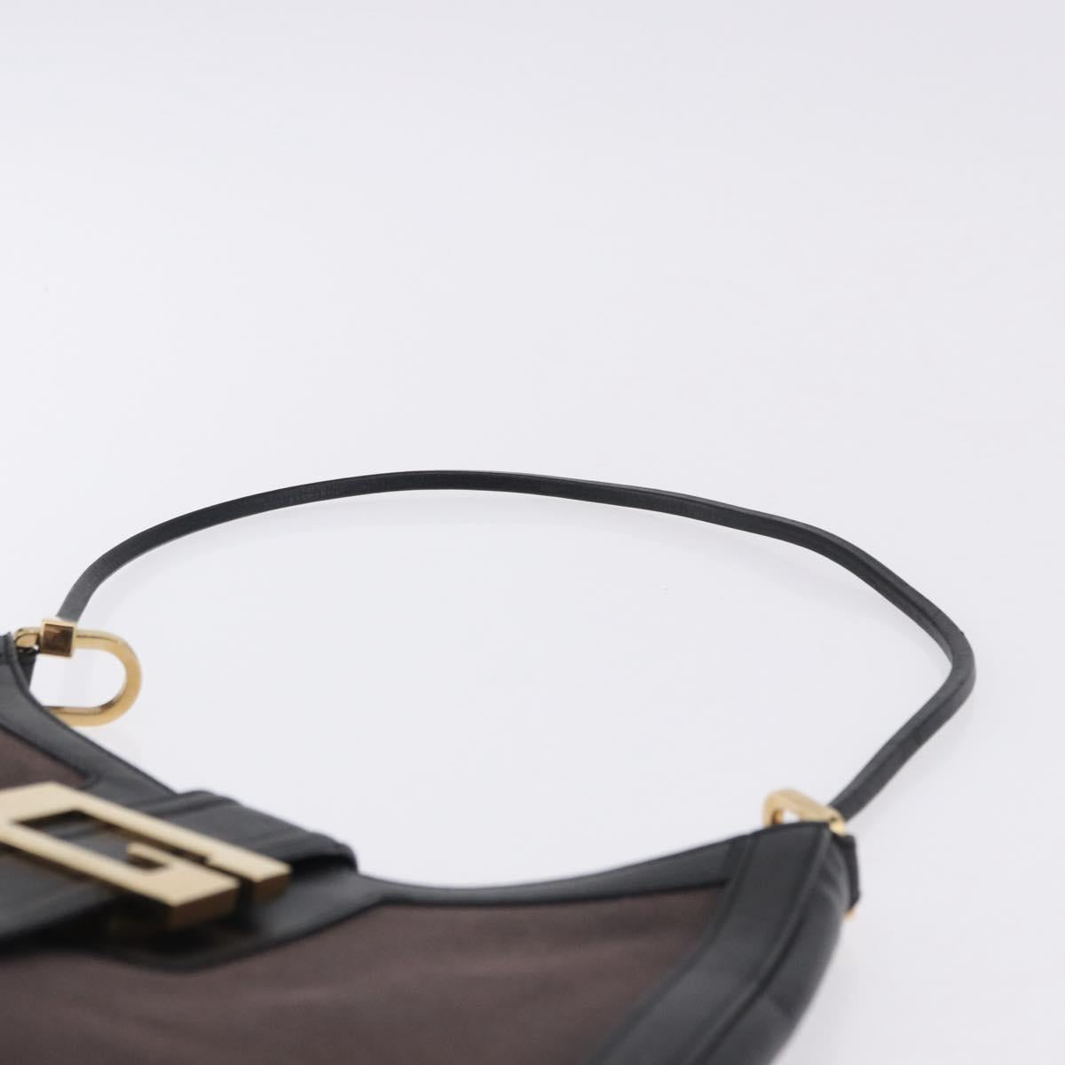 GUCCI Shoulder Bag Canvas Black Gold Tone 001 4142 Auth 194219