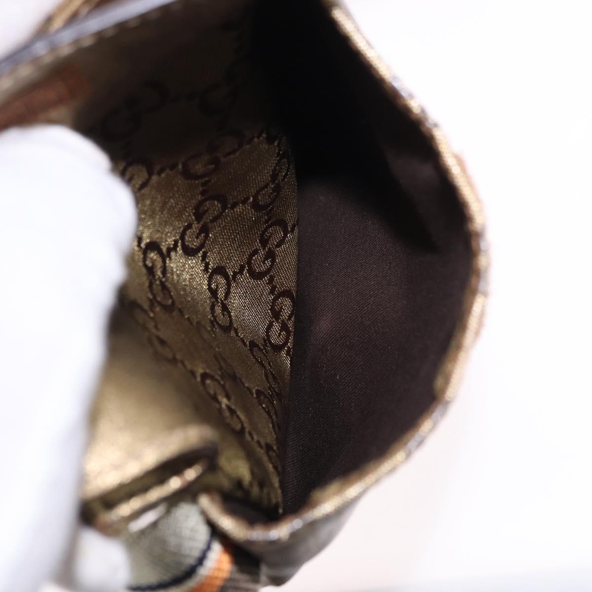 GUCCI GG Crystal Waist Bag Coated Canvas Gold 28566 Auth 194223