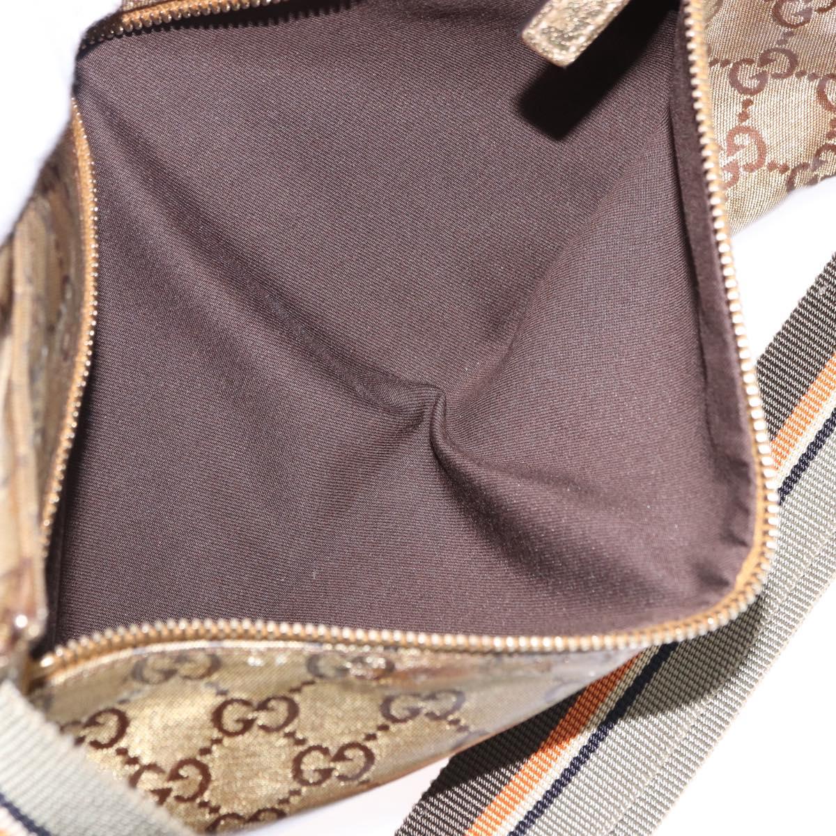 GUCCI GG Crystal Waist Bag Coated Canvas Gold 28566 Auth 194223