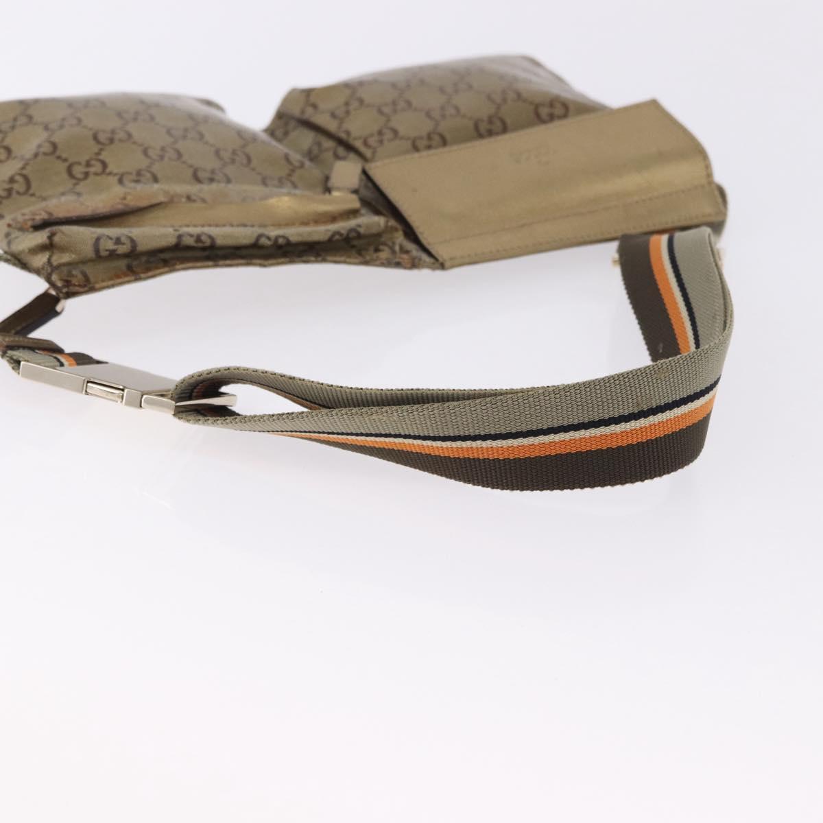 GUCCI GG Crystal Waist Bag Coated Canvas Gold 28566 Auth 194223