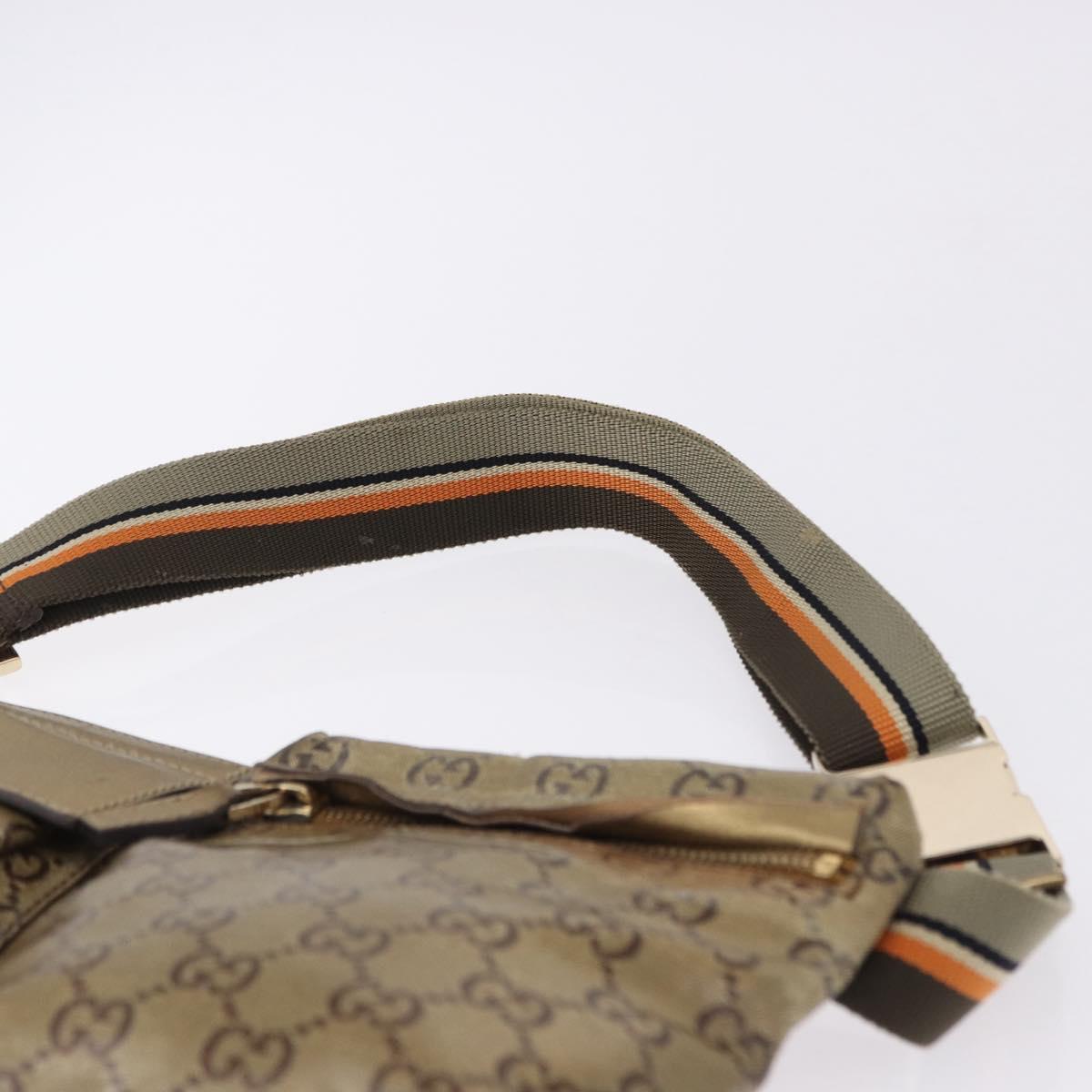 GUCCI GG Crystal Waist Bag Coated Canvas Gold 28566 Auth 194223