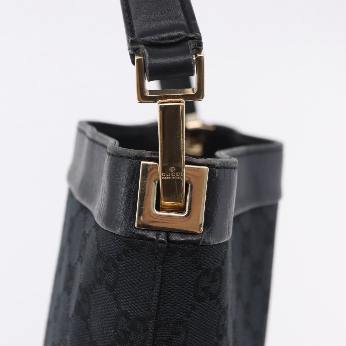 GUCCI GG Canvas Shoulder Bag Black Gold Tone 33900 Auth 194224