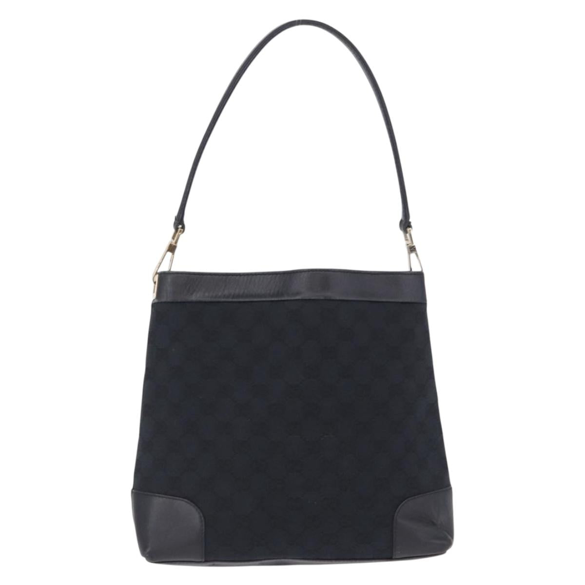 GUCCI GG Canvas Shoulder Bag Black Gold Tone 33900 Auth 194224