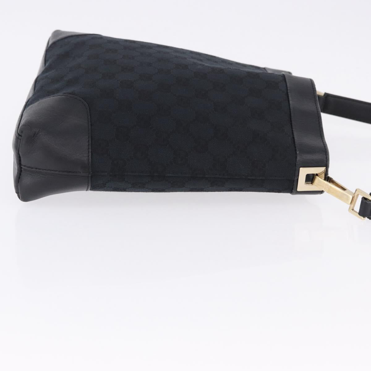 GUCCI GG Canvas Shoulder Bag Black Gold Tone 33900 Auth 194224