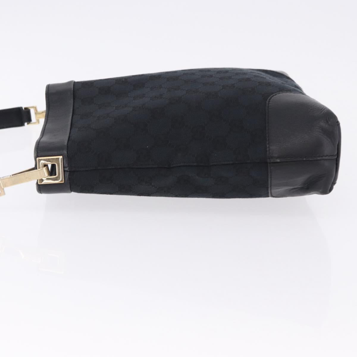 GUCCI GG Canvas Shoulder Bag Black Gold Tone 33900 Auth 194224