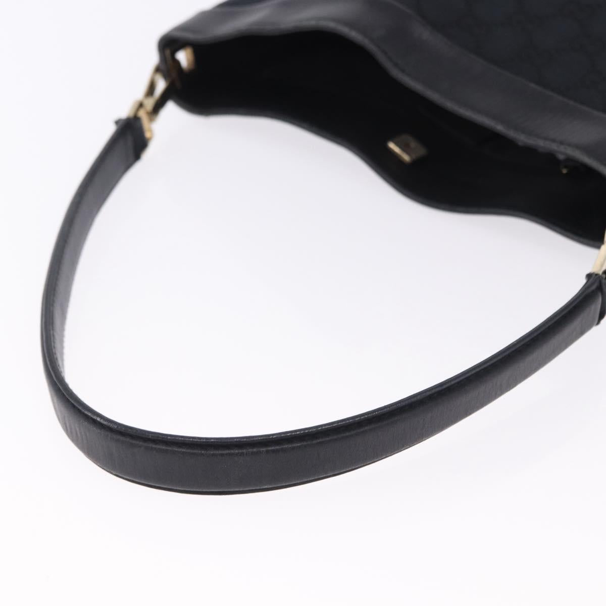GUCCI GG Canvas Shoulder Bag Black Gold Tone 33900 Auth 194224