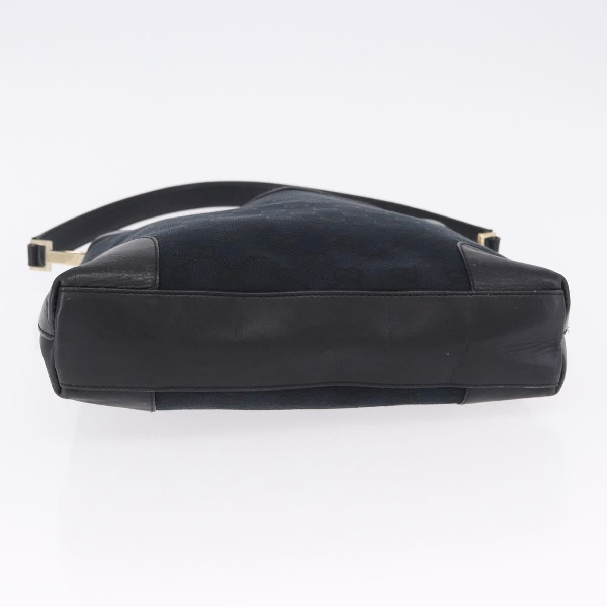 GUCCI GG Canvas Shoulder Bag Black Gold Tone 33900 Auth 194224