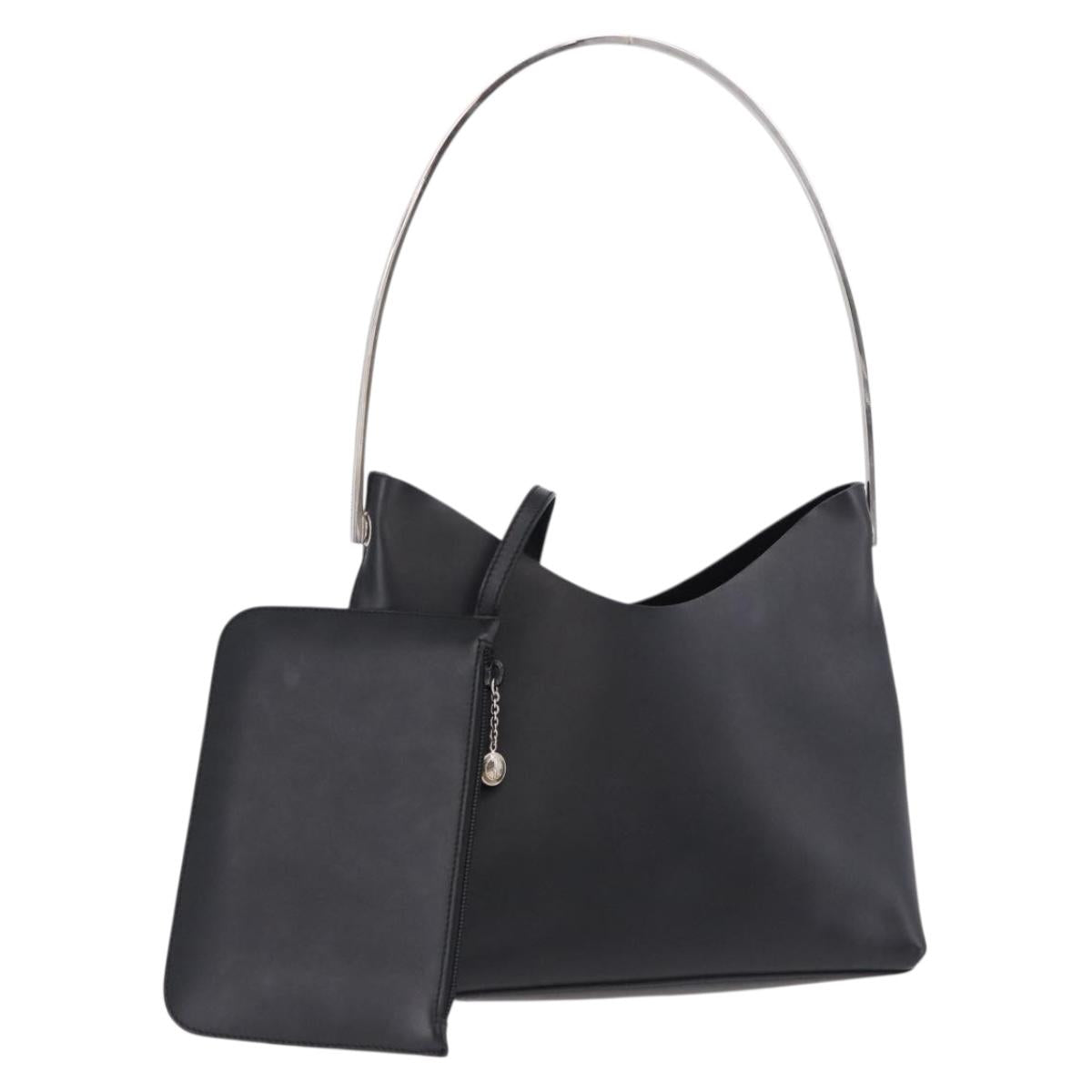 GUCCI Shoulder Bag Leather Black Silver 001 1978 3444 Auth 194226