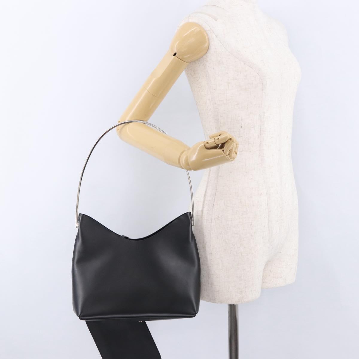 GUCCI Shoulder Bag Leather Black Silver 001 1978 3444 Auth 194226