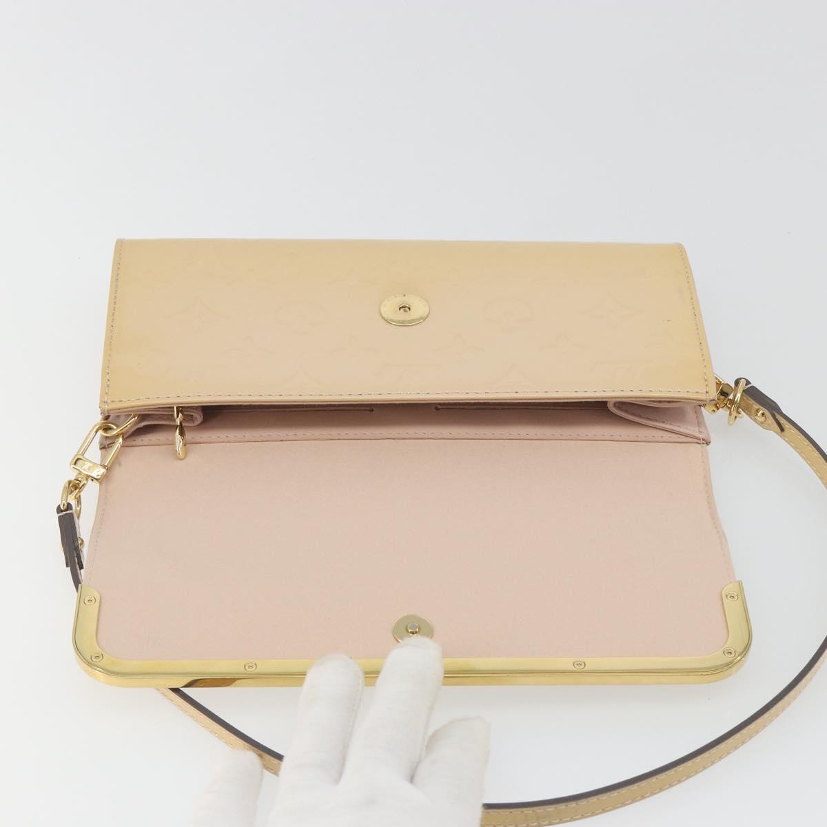 LOUIS VUITTON Monogram Vernis Rossmore MM Beige Poodle M91757 LV Auth 194227A