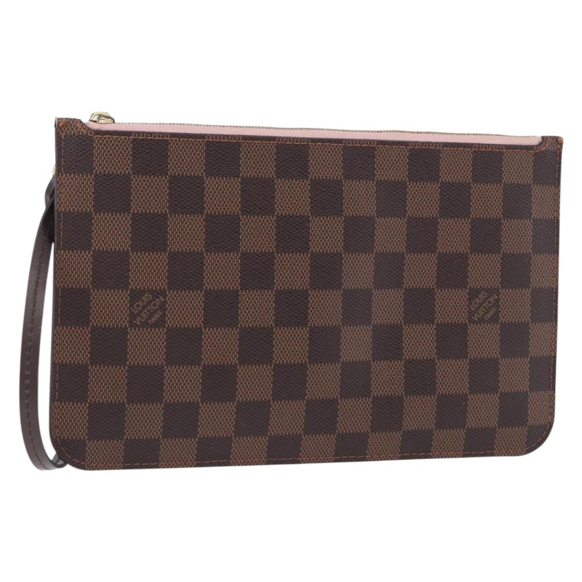 LOUIS VUITTON Damier Ebene Neverfull MM Pouch LV Auth 194228A