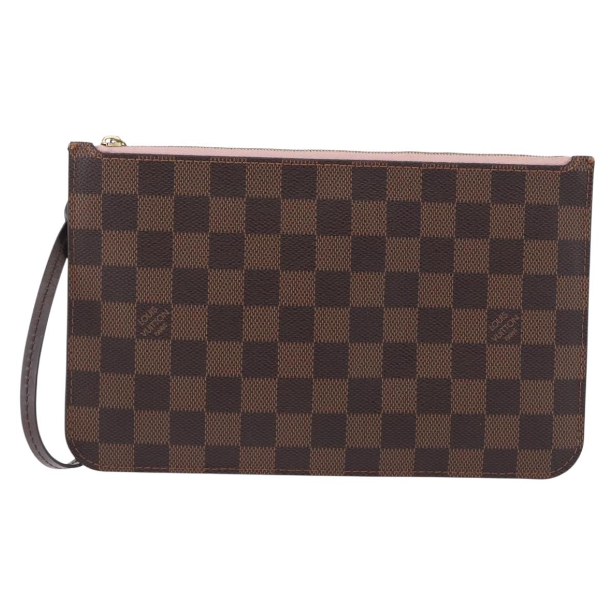 LOUIS VUITTON Damier Ebene Neverfull MM Pouch LV Auth 194228A