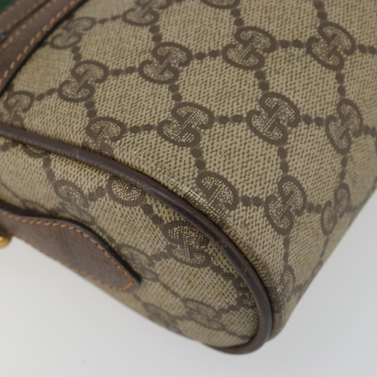 GUCCI GG Supreme Web Sherry Line Shoulder Bag PVC Beige Gold Tone Auth 194229