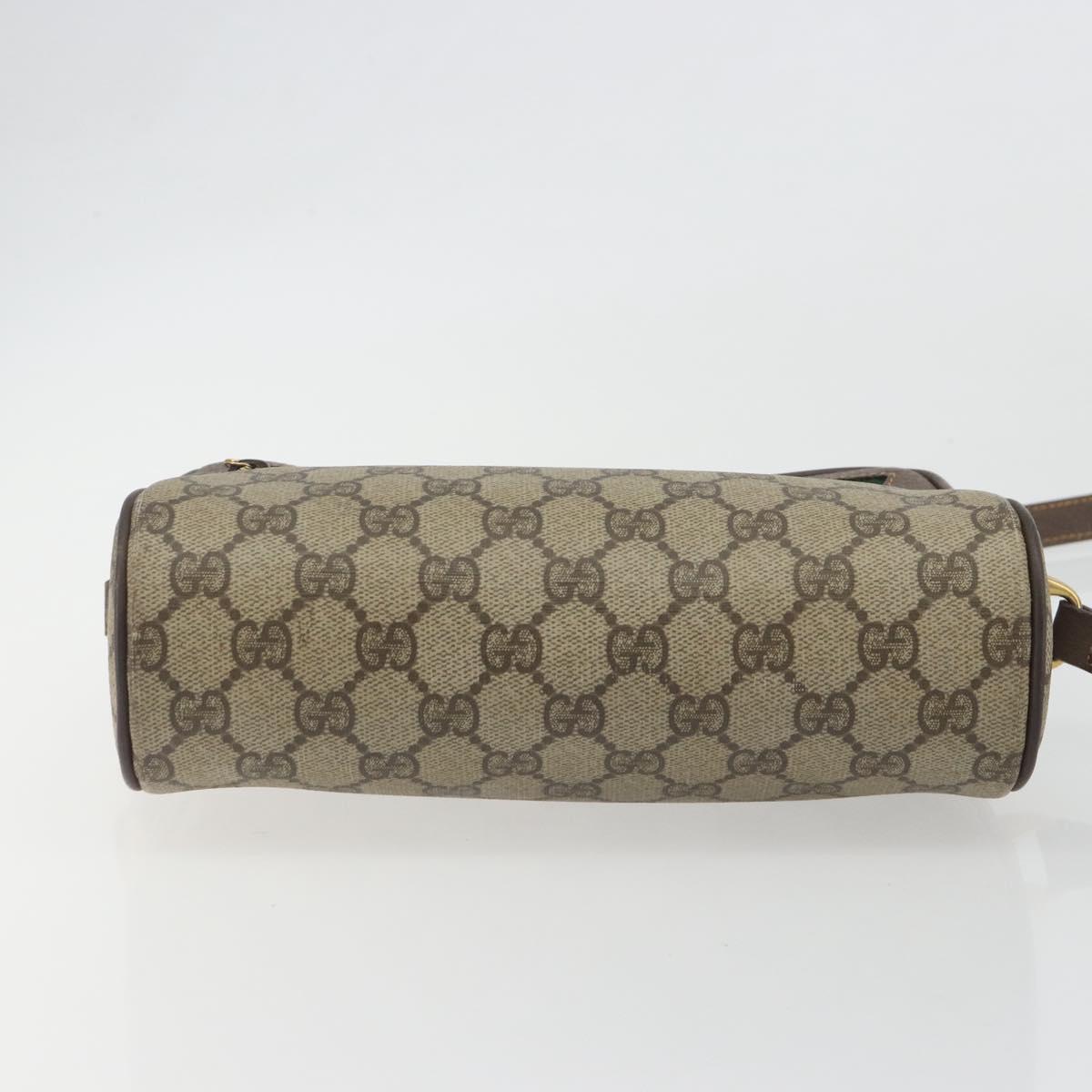 GUCCI GG Supreme Web Sherry Line Shoulder Bag PVC Beige Gold Tone Auth 194229