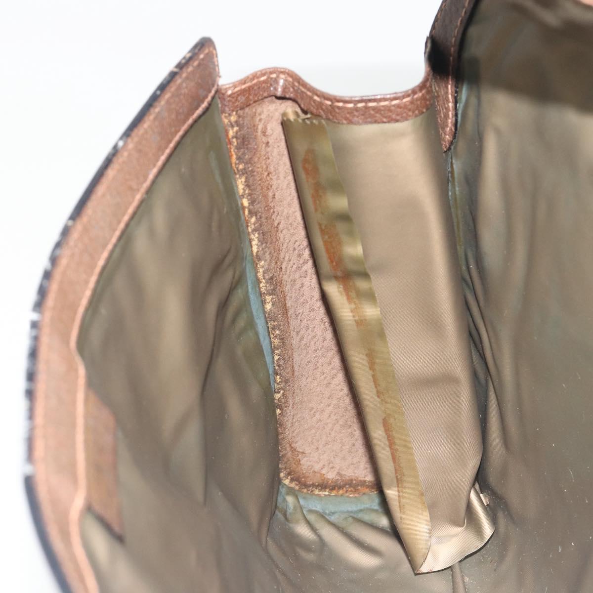 GUCCI PARFUMS GG Supreme Web Sherry Line Clutch Bag PVC Beige Gold Auth 194232