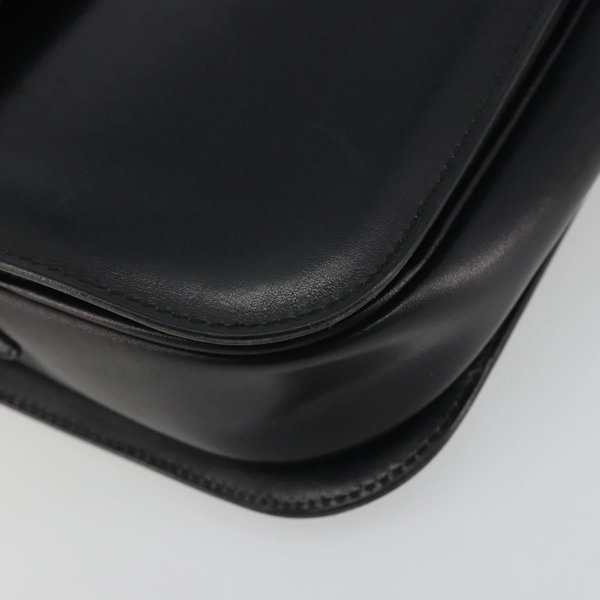 CELINE Shoulder Bag Leather Black Gold Auth 194233