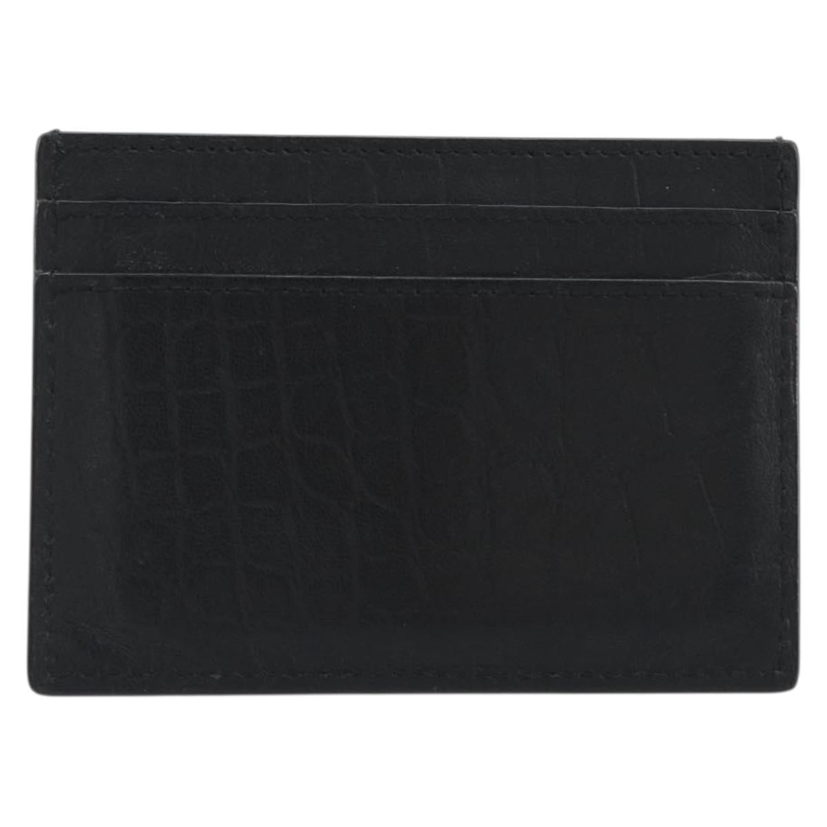 SAINT LAURENT Card Case Leather Black 485631 Auth 194237M