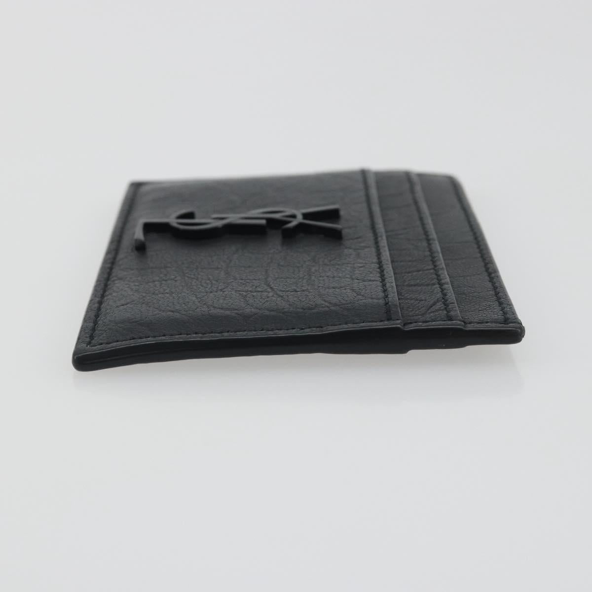 SAINT LAURENT Card Case Leather Black 485631 Auth 194237M