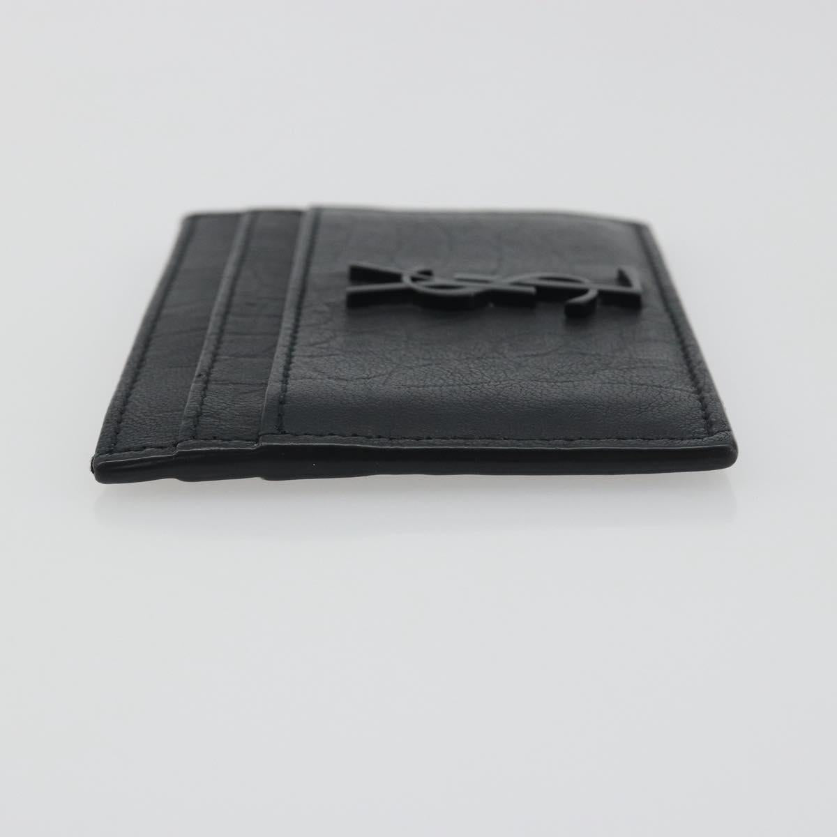 SAINT LAURENT Card Case Leather Black 485631 Auth 194237M