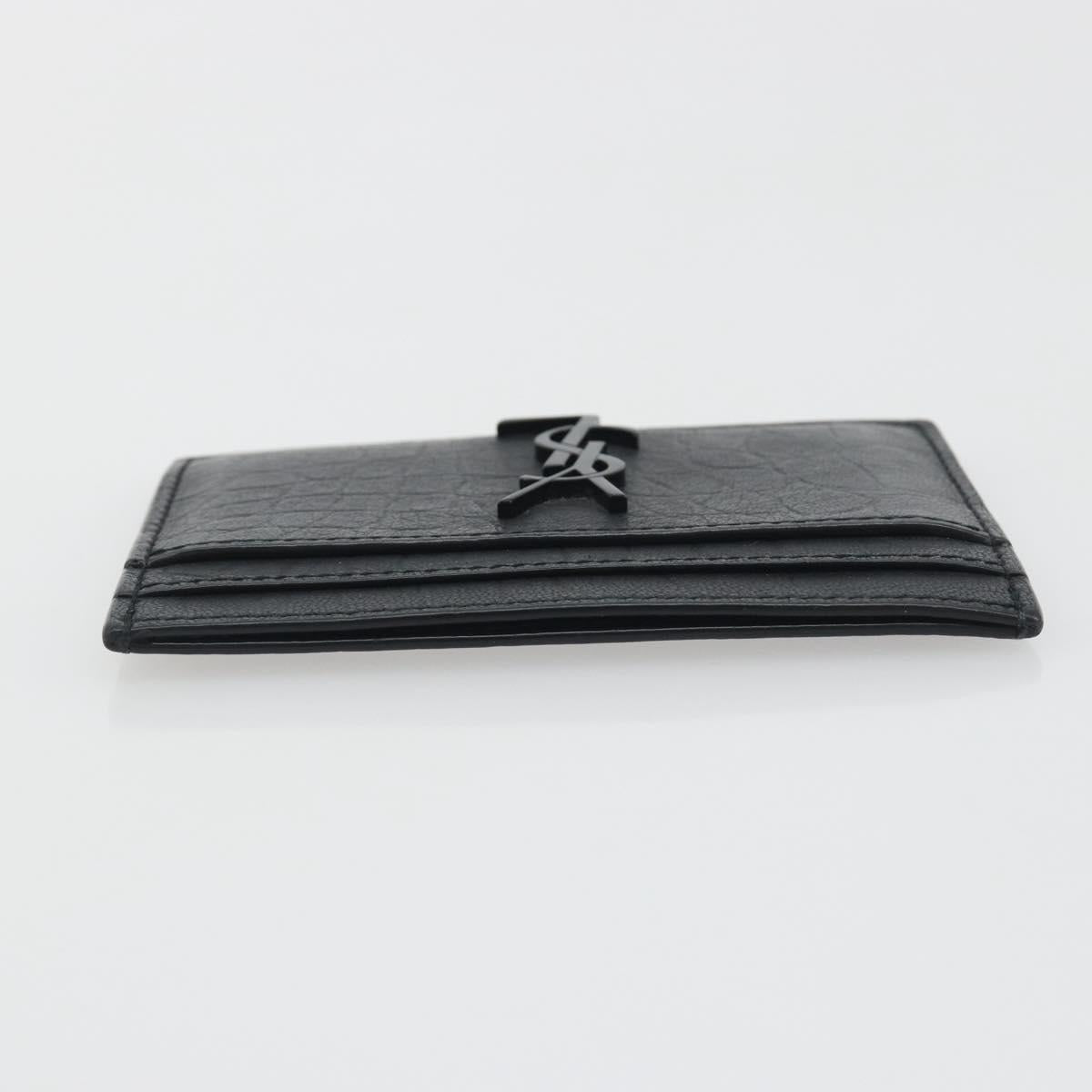 SAINT LAURENT Card Case Leather Black 485631 Auth 194237M