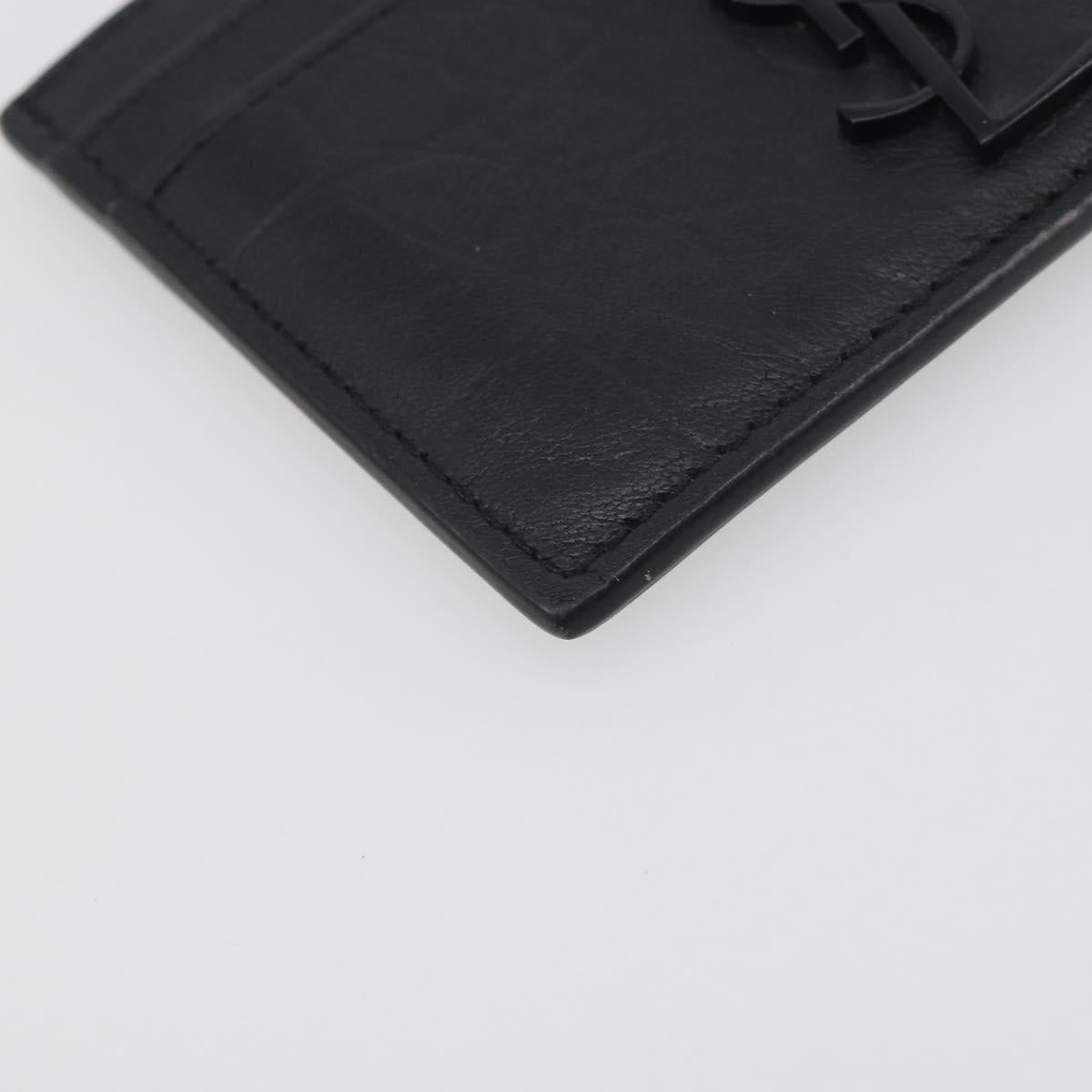 SAINT LAURENT Card Case Leather Black 485631 Auth 194237M