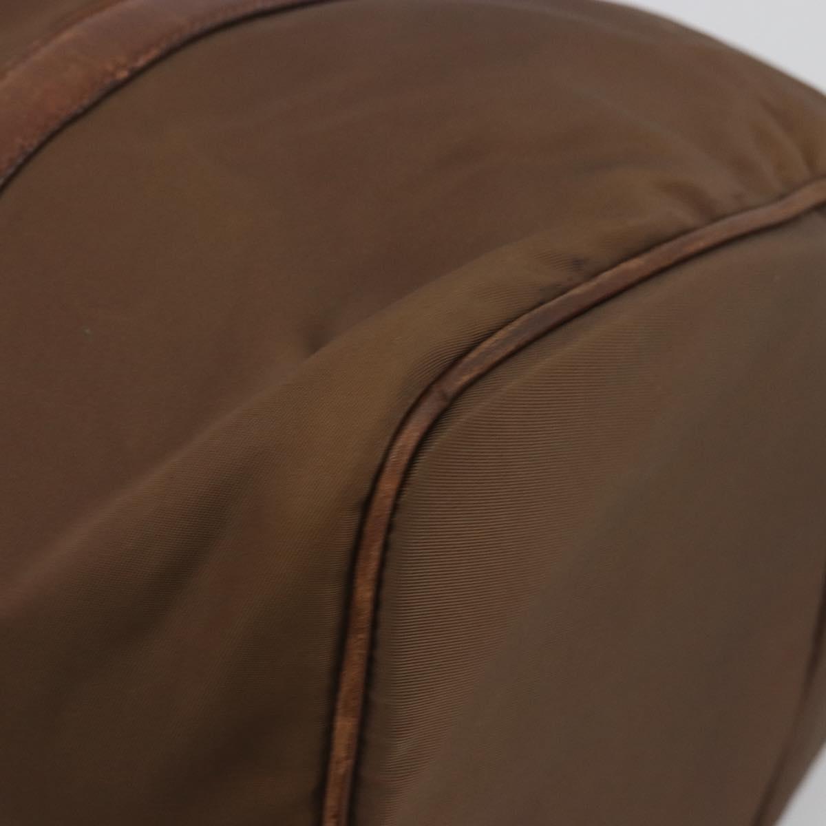 PRADA Hand Bag Nylon Brown Gold Auth 194238