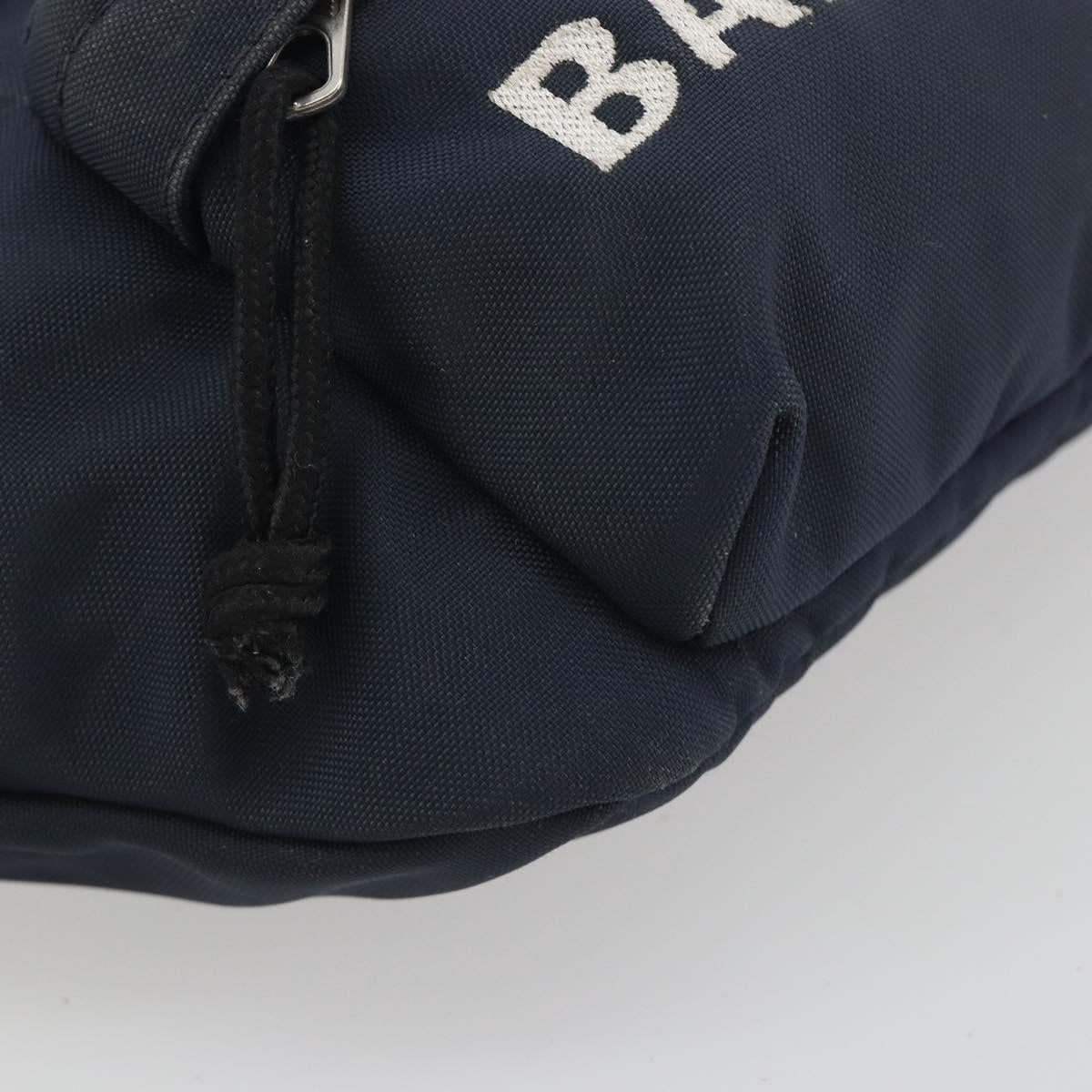 BALENCIAGA Body Bag Canvas Navy Silver Auth 194239