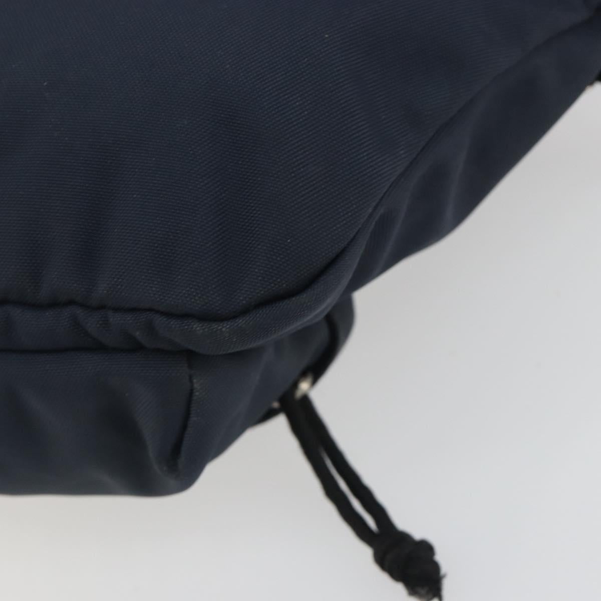 BALENCIAGA Body Bag Canvas Navy Silver Auth 194239